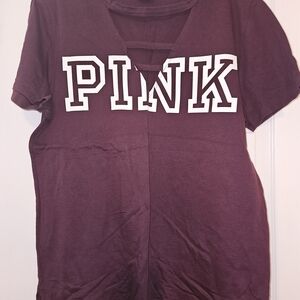 !!SOLD!!   PINK Victoria's Secret Maroon Tee with White Lettering